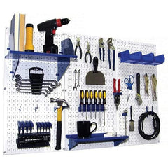 Wall Control - 48" Wide x 32" High Peg Board Kit - 3 Panels, Metal, White/Blue - Industrial Tool & Supply