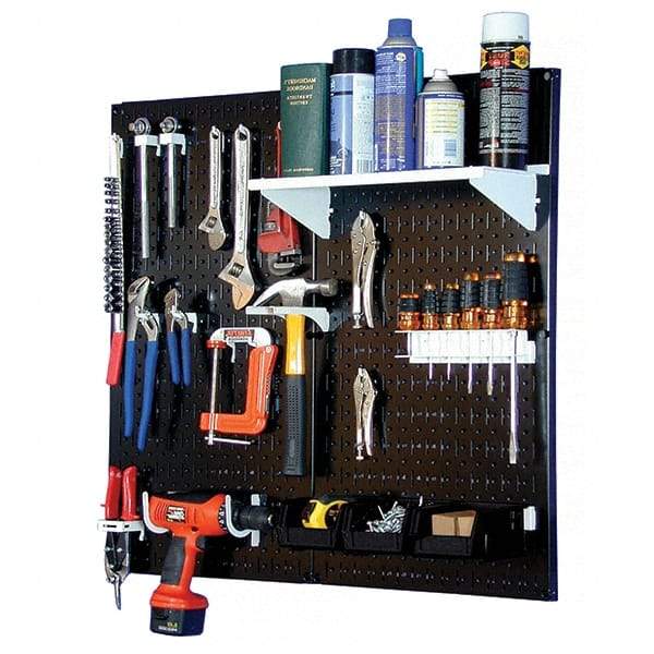 Wall Control - 32" Wide x 32" High Peg Board Kit - 2 Panels, Metal, Black/White - Industrial Tool & Supply