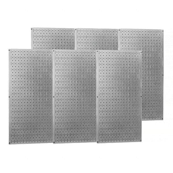 Wall Control - 96" Wide x 32" High Peg Board Storage Board - 6 Panels, Galvanized Steel, Metallic - Industrial Tool & Supply