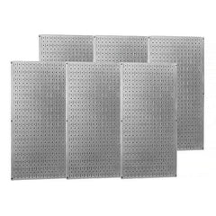 Wall Control - 96" Wide x 32" High Peg Board Storage Board - 6 Panels, Galvanized Steel, Metallic - Industrial Tool & Supply