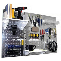 Wall Control - 48" Wide x 32" High Peg Board Kit - 3 Panels, Galvanized Steel, Galvanized/White - Industrial Tool & Supply