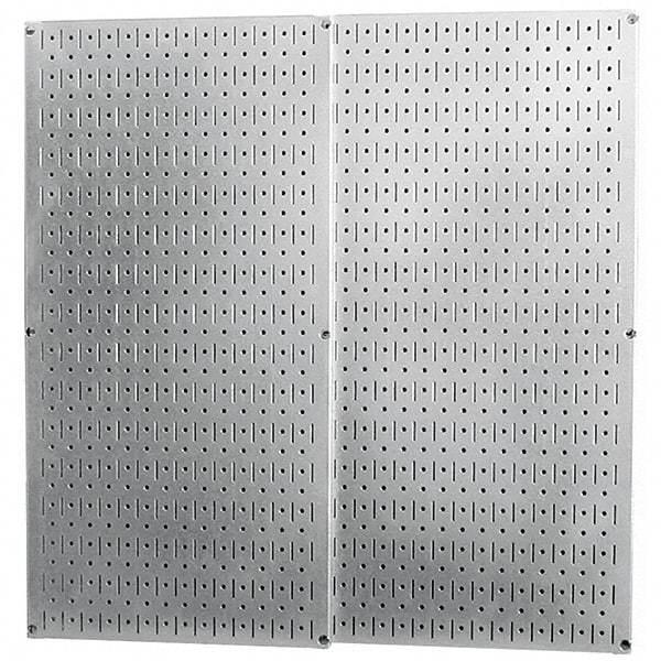 Wall Control - 32" Wide x 32" High Peg Board Storage Board - 2 Panels, Galvanized Steel, Metallic - Industrial Tool & Supply
