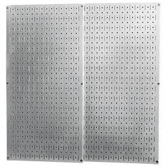 Wall Control - 32" Wide x 32" High Peg Board Storage Board - 2 Panels, Galvanized Steel, Metallic - Industrial Tool & Supply