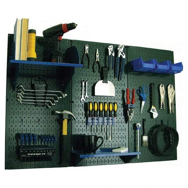 Wall Control - 48" Wide x 32" High Peg Board Kit - 3 Panels, Metal, Green/Blue - Industrial Tool & Supply