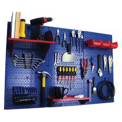 Wall Control - 48" Wide x 32" High Peg Board Kit - 3 Panels, Metal, Blue/Red - Industrial Tool & Supply