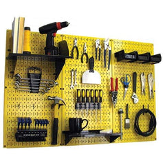 Wall Control - 48" Wide x 32" High Peg Board Kit - 3 Panels, Metal, Yellow/Black - Industrial Tool & Supply