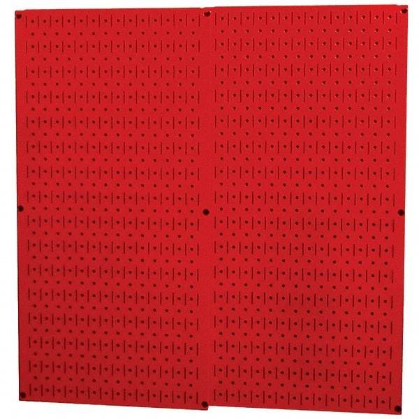 Wall Control - 32" Wide x 32" High Peg Board Storage Board - 2 Panels, Metal, Red - Industrial Tool & Supply