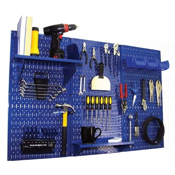 Wall Control - 48" Wide x 32" High Peg Board Kit - 3 Panels, Metal, Blue - Industrial Tool & Supply