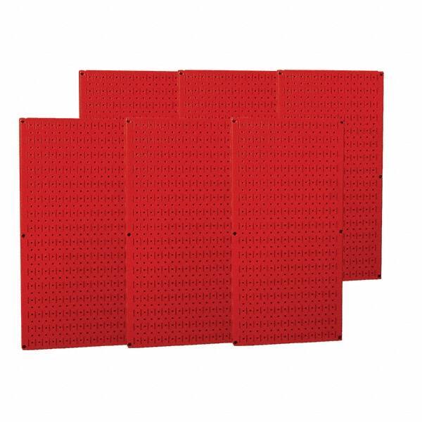 Wall Control - 96" Wide x 32" High Peg Board Storage Board - 6 Panels, Metal, Red - Industrial Tool & Supply