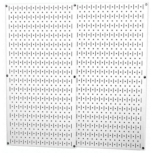 Wall Control - 32" Wide x 32" High Peg Board Storage Board - 2 Panels, Metal, White - Industrial Tool & Supply