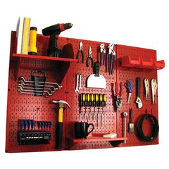 Wall Control - 48" Wide x 32" High Peg Board Kit - 3 Panels, Metal, Red - Industrial Tool & Supply