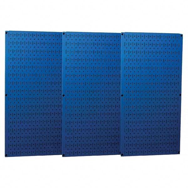 Wall Control - 48" Wide x 32" High Peg Board Storage Board - 3 Panels, Metal, Blue - Industrial Tool & Supply