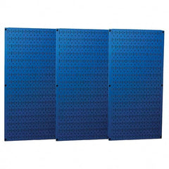 Wall Control - 48" Wide x 32" High Peg Board Storage Board - 3 Panels, Metal, Blue - Industrial Tool & Supply