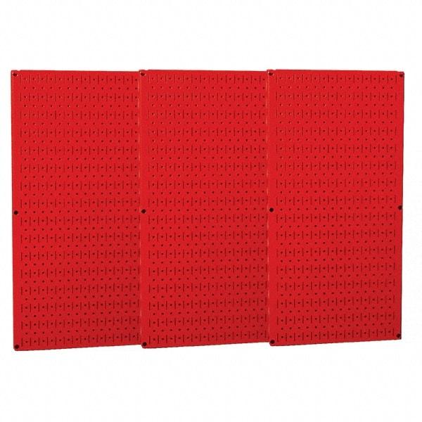 Wall Control - 48" Wide x 32" High Peg Board Storage Board - 3 Panels, Metal, Red - Industrial Tool & Supply