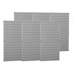 Wall Control - 96" Wide x 32" High Peg Board Storage Board - 6 Panels, Metal, Gray - Industrial Tool & Supply
