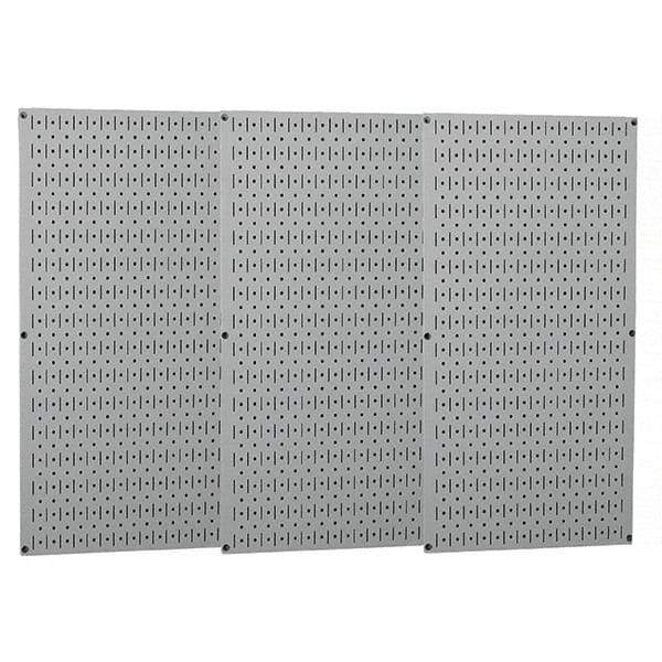 Wall Control - 48" Wide x 32" High Peg Board Storage Board - 3 Panels, Metal, Gray - Industrial Tool & Supply
