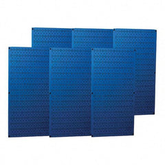 Wall Control - 96" Wide x 32" High Peg Board Storage Board - 6 Panels, Metal, Blue - Industrial Tool & Supply