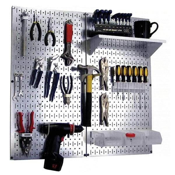 Wall Control - 32" Wide x 32" High Peg Board Kit - 2 Panels, Galvanized Steel, Galvanized/White - Industrial Tool & Supply