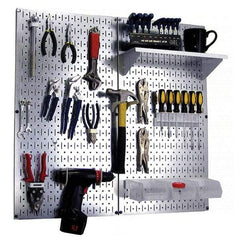 Wall Control - 32" Wide x 32" High Peg Board Kit - 2 Panels, Galvanized Steel, Galvanized/White - Industrial Tool & Supply