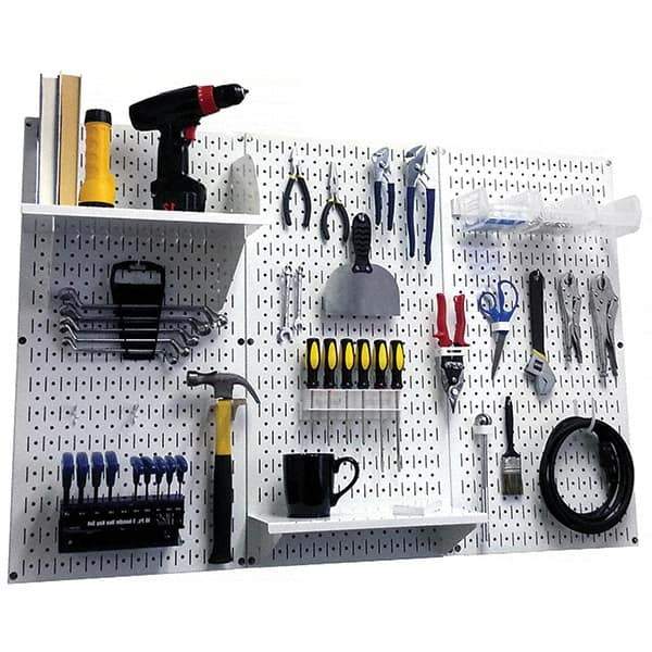 Wall Control - 48" Wide x 32" High Peg Board Kit - 3 Panels, Metal, White - Industrial Tool & Supply