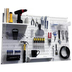 Wall Control - 48" Wide x 32" High Peg Board Kit - 3 Panels, Metal, White - Industrial Tool & Supply