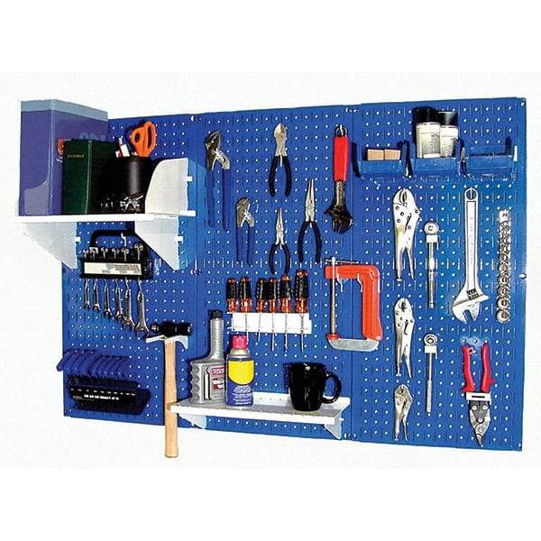 Wall Control - 48" Wide x 32" High Peg Board Kit - 3 Panels, Metal, Blue/White - Industrial Tool & Supply