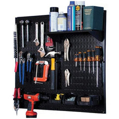Wall Control - 32" Wide x 32" High Peg Board Kit - 2 Panels, Metal, Black - Industrial Tool & Supply