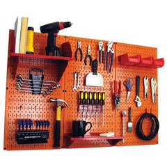 Wall Control - 48" Wide x 32" High Peg Board Kit - 3 Panels, Metal, Orange/Red - Industrial Tool & Supply