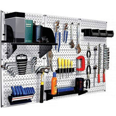 Wall Control - 48" Wide x 32" High Peg Board Kit - 3 Panels, Metal, White/Black - Industrial Tool & Supply