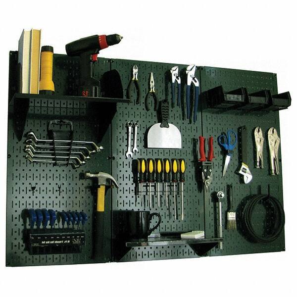 Wall Control - 48" Wide x 32" High Peg Board Kit - 3 Panels, Metal, Green/Black - Industrial Tool & Supply