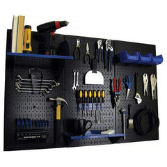 Wall Control - 48" Wide x 32" High Peg Board Kit - 3 Panels, Metal, Black/Blue - Industrial Tool & Supply