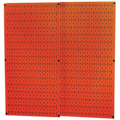Wall Control - 32" Wide x 32" High Peg Board Storage Board - 2 Panels, Metal, Orange - Industrial Tool & Supply