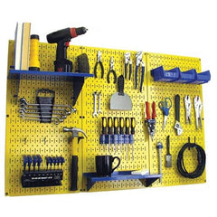 Wall Control - 48" Wide x 32" High Peg Board Kit - 3 Panels, Metal, Yellow/Blue - Industrial Tool & Supply