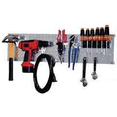 Wall Control - 32" Wide x 8" High Peg Board Kit - 1 Panels, Galvanized Steel, Galvanized/Black - Industrial Tool & Supply