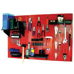 Wall Control - 48" Wide x 32" High Peg Board Kit - 3 Panels, Metal, Red/Black - Industrial Tool & Supply