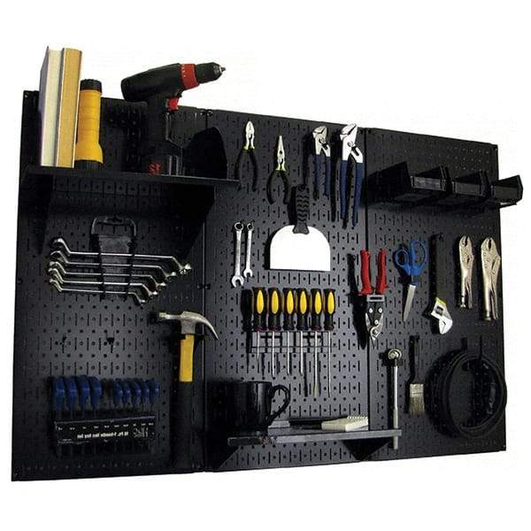 Wall Control - 48" Wide x 32" High Peg Board Kit - 3 Panels, Metal, Black - Industrial Tool & Supply