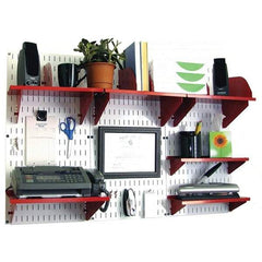 Wall Control - 48" Wide x 32" High Industrial Steel Tool Board System - 3 Panels, Metal, White/Red - Industrial Tool & Supply