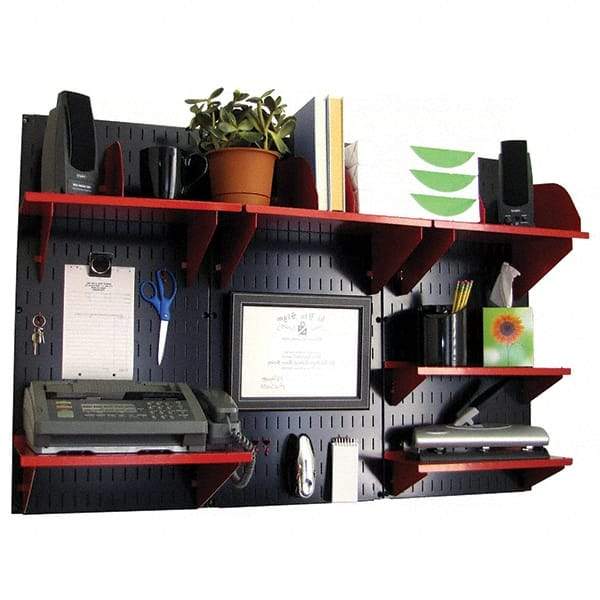 Wall Control - 48" Wide x 32" High Industrial Steel Tool Board System - 3 Panels, Metal, Black/Red - Industrial Tool & Supply