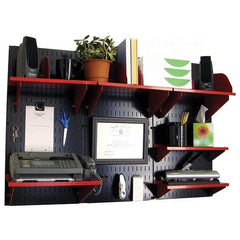 Wall Control - 48" Wide x 32" High Industrial Steel Tool Board System - 3 Panels, Metal, Black/Red - Industrial Tool & Supply