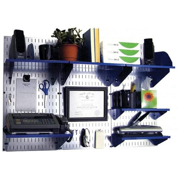 Wall Control - 48" Wide x 32" High Industrial Steel Tool Board System - 3 Panels, Galvanized Steel, Galvanized/Blue - Industrial Tool & Supply