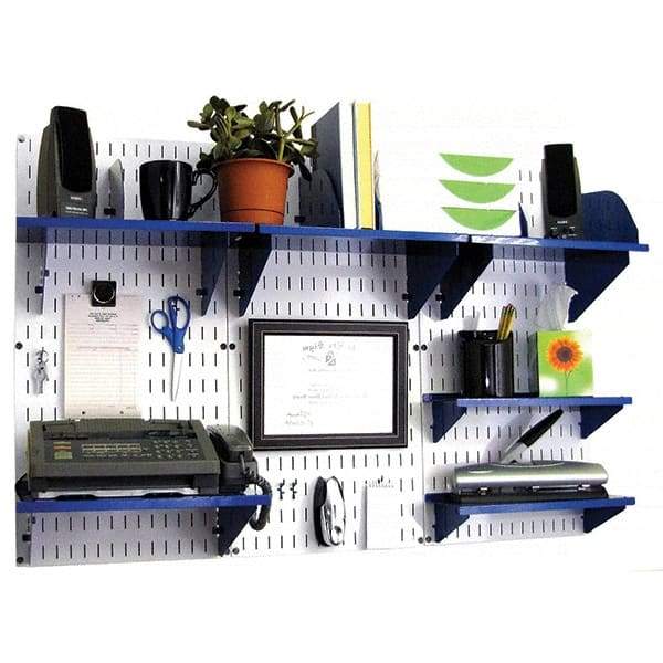 Wall Control - 48" Wide x 32" High Industrial Steel Tool Board System - 3 Panels, Metal, White/Blue - Industrial Tool & Supply