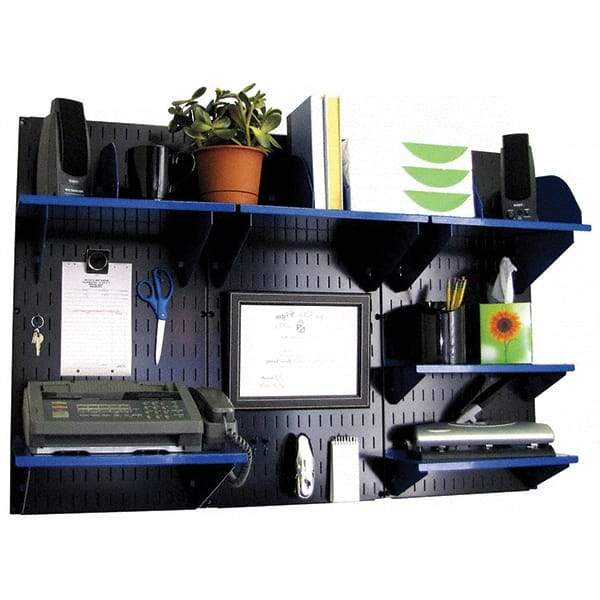 Wall Control - 48" Wide x 32" High Industrial Steel Tool Board System - 3 Panels, Metal, Black/Blue - Industrial Tool & Supply