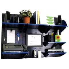 Wall Control - 48" Wide x 32" High Industrial Steel Tool Board System - 3 Panels, Metal, Black/Blue - Industrial Tool & Supply