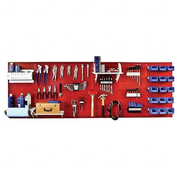 Wall Control - 96" Wide x 32" High Peg Board Kit - 6 Panels, Metal, Red/White - Industrial Tool & Supply