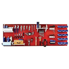 Wall Control - 96" Wide x 32" High Peg Board Kit - 6 Panels, Metal, Red/White - Industrial Tool & Supply