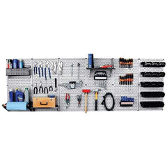 Wall Control - 96" Wide x 32" High Peg Board Kit - 6 Panels, Metal, Gray/Black - Industrial Tool & Supply