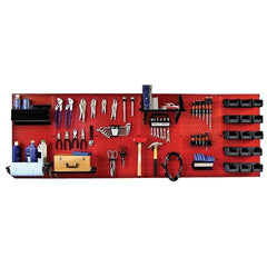 Wall Control - 96" Wide x 32" High Peg Board Kit - 6 Panels, Metal, Red/Black - Industrial Tool & Supply