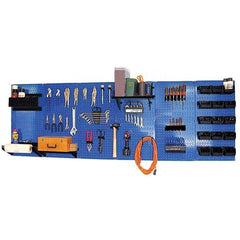 Wall Control - 96" Wide x 32" High Peg Board Kit - 6 Panels, Metal, Blue/Black - Industrial Tool & Supply