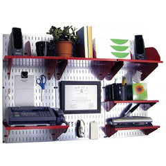 Wall Control - 48" Wide x 32" High Industrial Steel Tool Board System - 3 Panels, Galvanized Steel, Galvanized/Red - Industrial Tool & Supply
