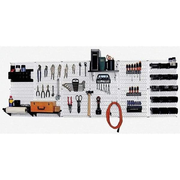 Wall Control - 96" Wide x 32" High Peg Board Kit - 6 Panels, Metal, White/Black - Industrial Tool & Supply
